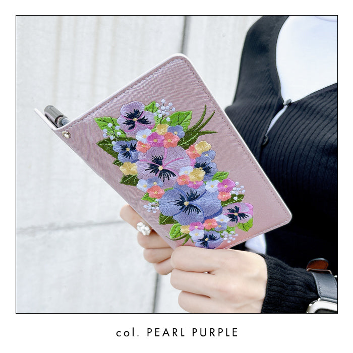 【SO-far】 AQUOS R3 ケース 手帳型 SH-04L SHV44 808SH カバー ハンドありパンジー刺繍 手帳型ケース sh04l アクオス スマホケース
