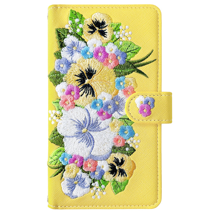 【SO-far】 AQUOS R3 ケース 手帳型 SH-04L SHV44 808SH カバー ハンドありパンジー刺繍 手帳型ケース sh04l アクオス スマホケース