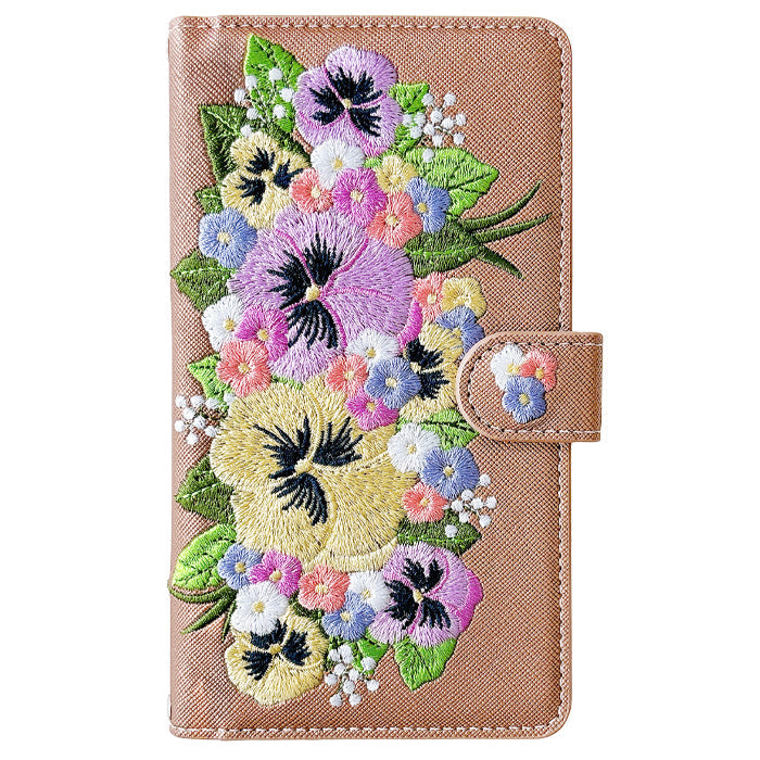 【SO-far】 iPhone17 ケース iPhone 17 カバー 手帳型 ハンドありパンジー刺繍 手帳型ケース アイフォン17 スマホケース