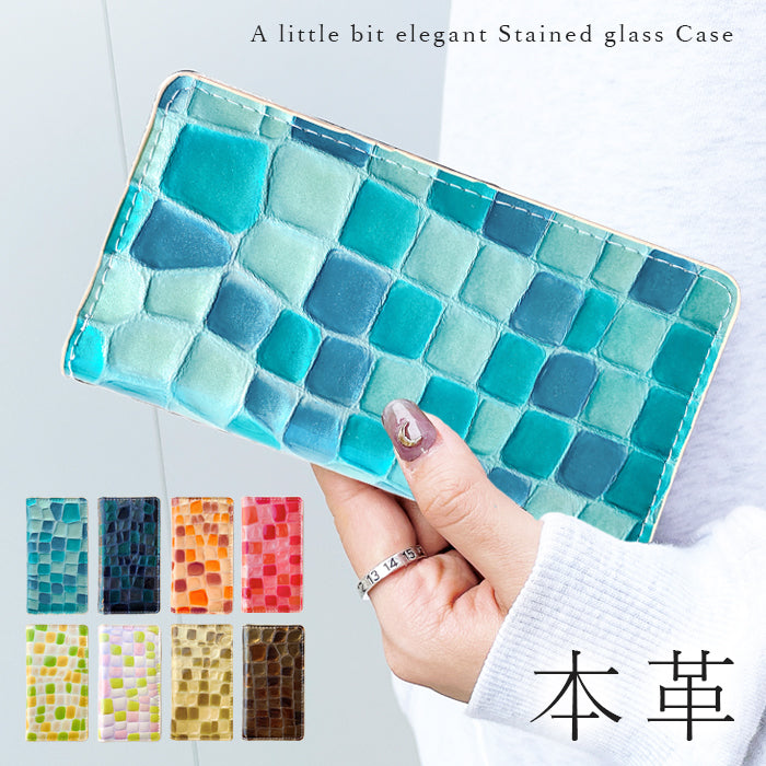 【SO-far】 AQUOS R3 ケース 手帳型 SH-04L SHV44 808SH カバー 本革 上品なステンドグラス 手帳型ケース sh04l アクオス スマホケース