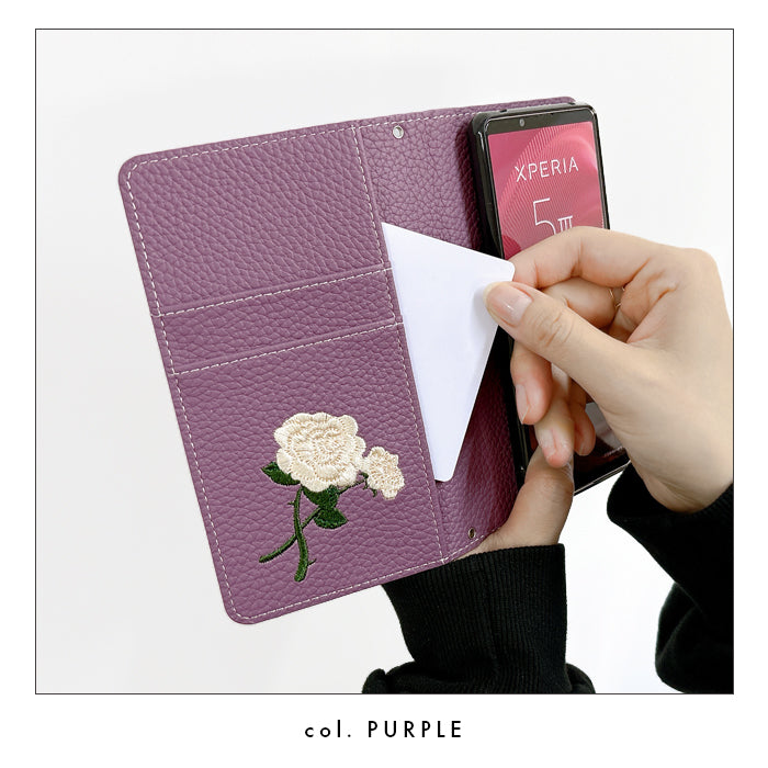 【SO-far】 SH-02M SHV45 SH-RM12 SH-M12 AQUOS sense 3 lite Android one S7 ケース カバー 手帳型 バラ刺繍 手帳型ケース sense3 sense3lite スマホケース