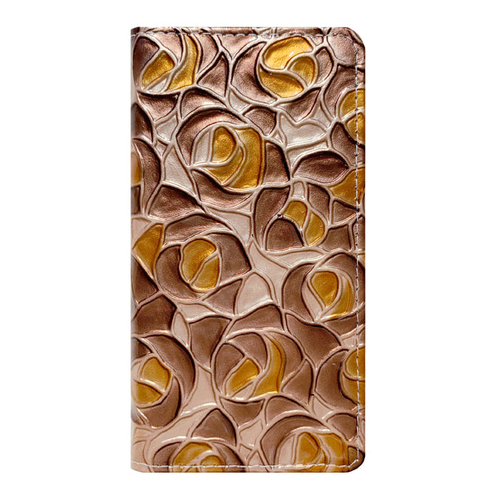 【SO-far】 シンプルスマホ5 ケース A001SH カバー 手帳型 本革 ステンドグラスローズ 手帳型ケース シンプルスマホ 携帯ケース スマホカバー